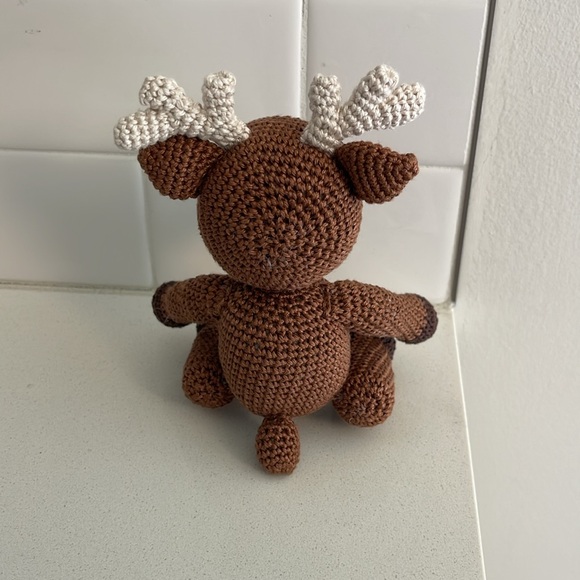Handcrafted Moose Amigurumi Crochet Decor Toy Figure Outdoor Woodland Forest - Picture 7 of 11
